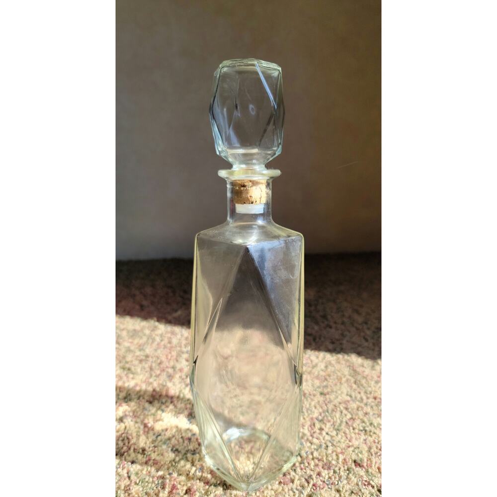 Vintage Seagrams Hexagon Clear Glass Liquor Decanter